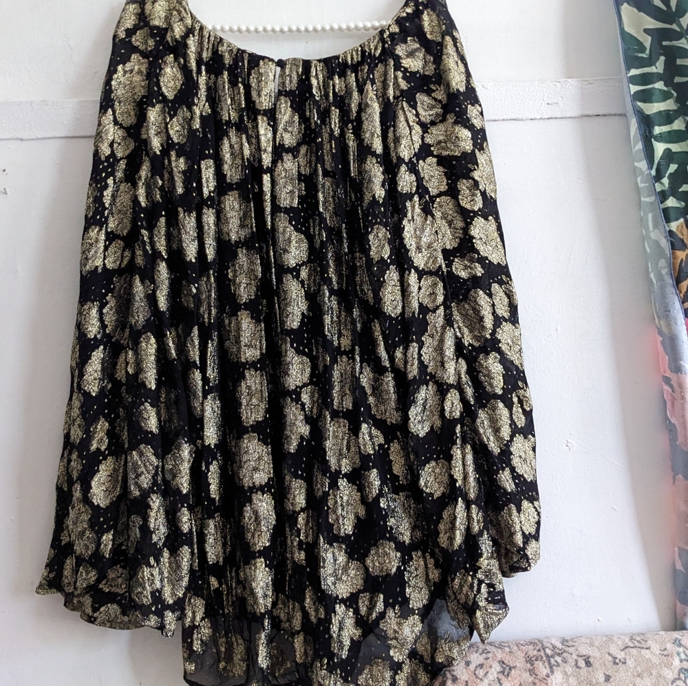 Free People Batwing Metallic Oversized Romper Dress Witchy Boho Goth Glam - Picture 7 of 9